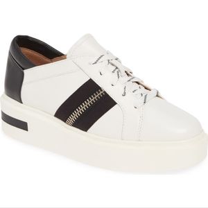 LINEA PAOLO Karen Platform Sneaker Eggshell/ Black Leather